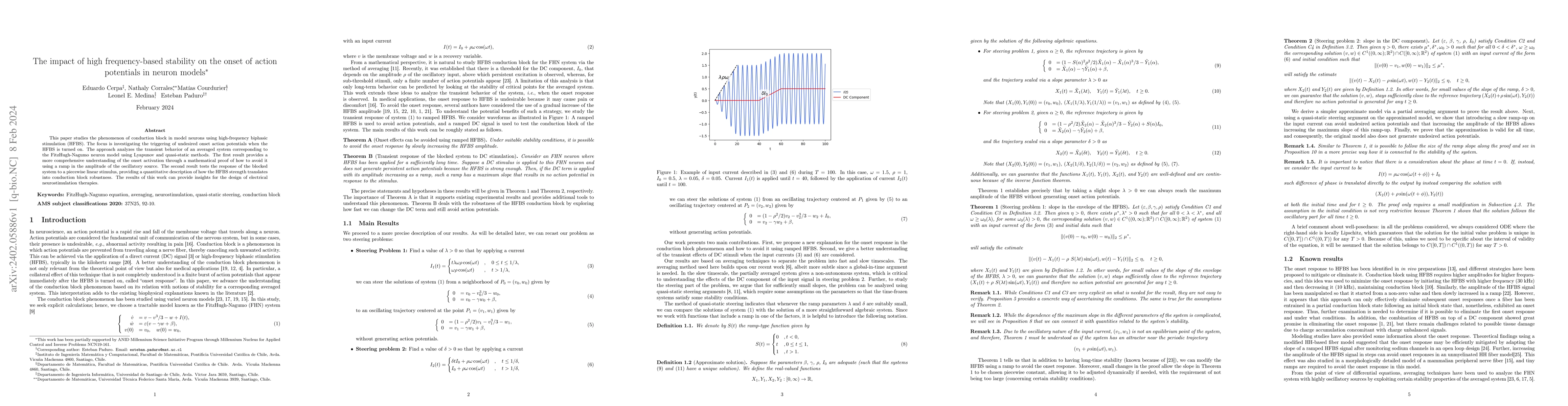 Thumbnail for The impact of high frequency-based stability on the onset of action
  potentials in neuron models