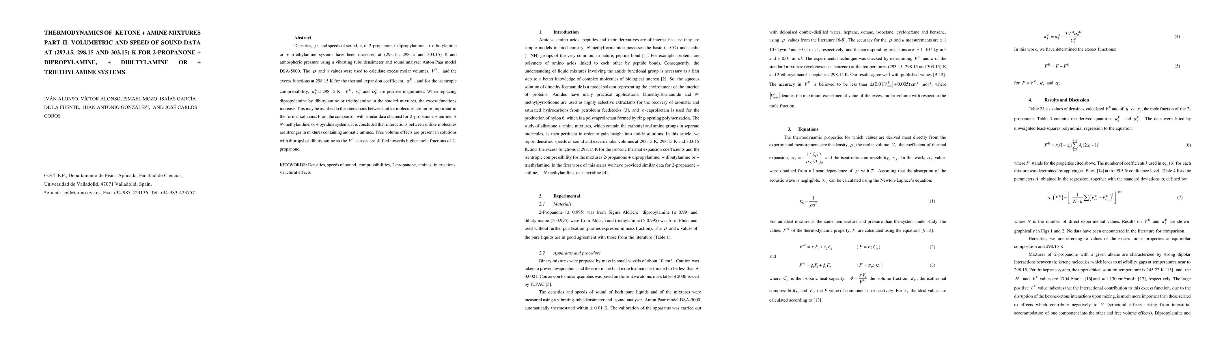 Thumbnail for Thermodynamics of ketone + amine mixtures: Part II. Volumetric and speed
  of sound data at (293.15, 298.15 and 303.15) K for 2-propanone +
  dipropylamine, + dibutylamine or + triethylamine systems
