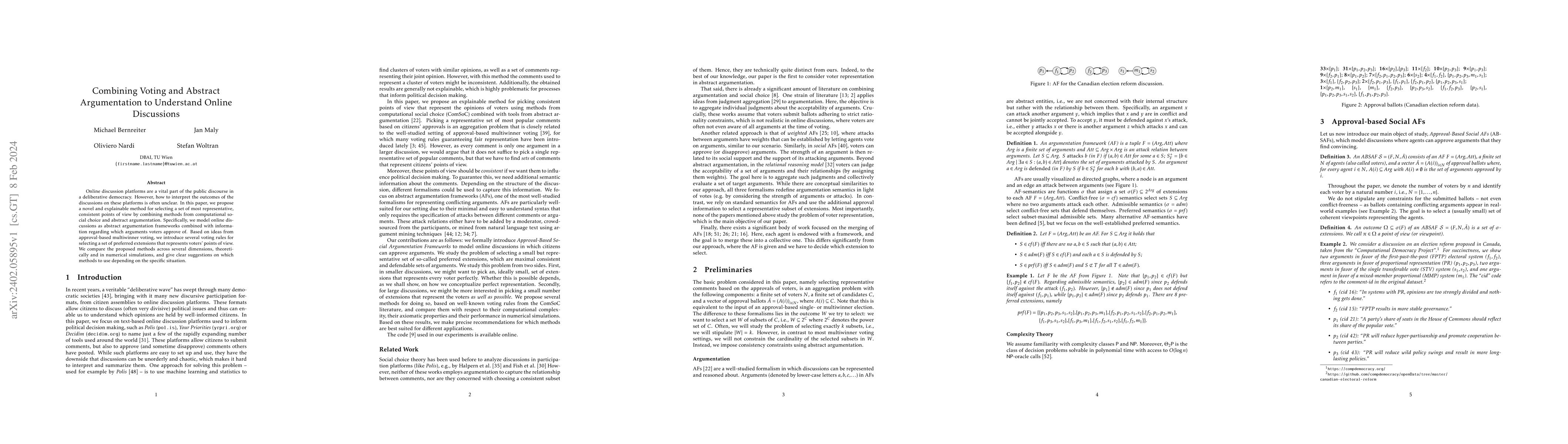 Thumbnail for Combining Voting and Abstract Argumentation to Understand Online
  Discussions