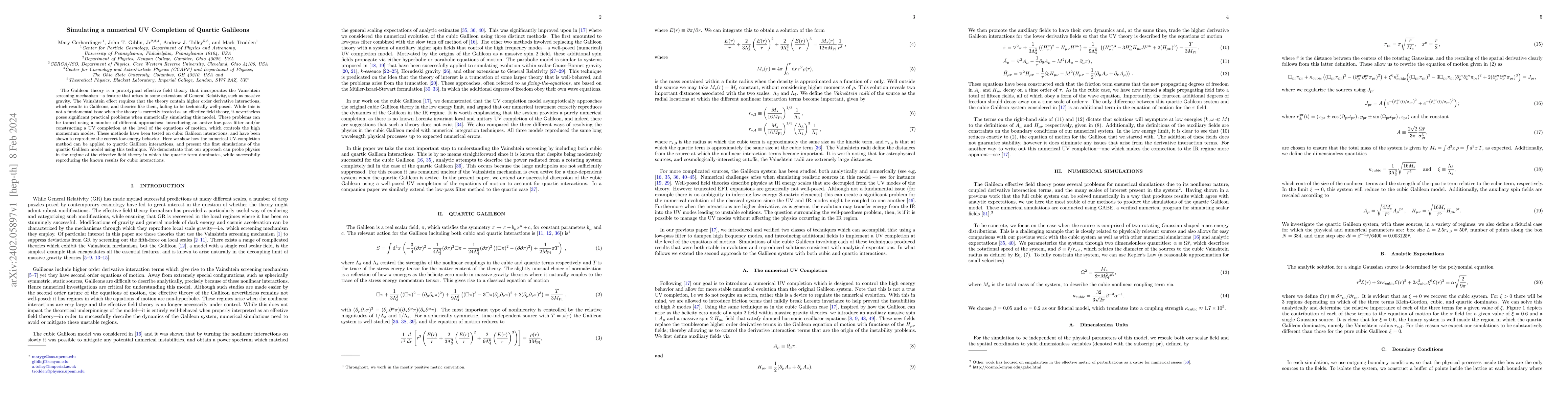 Thumbnail for Simulating a numerical UV Completion of Quartic Galileons