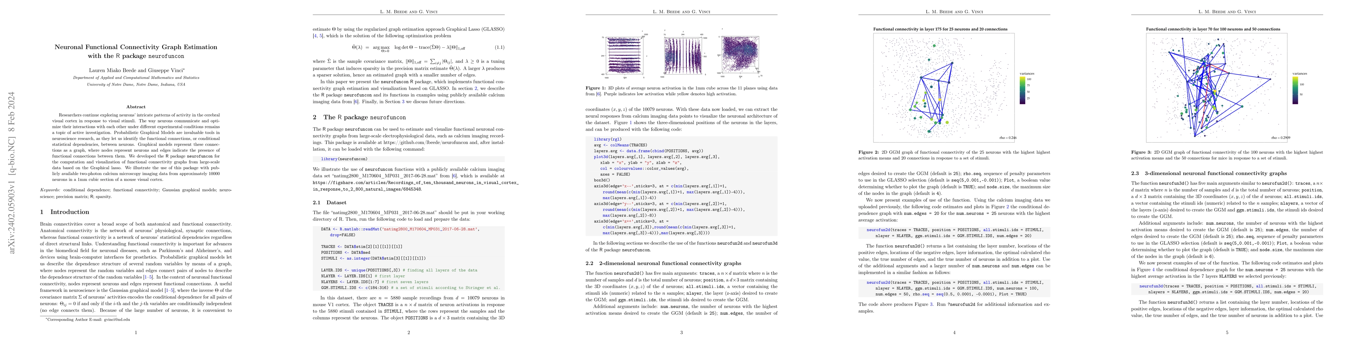 Thumbnail for Neuronal functional connectivity graph estimation with the R package
  neurofuncon