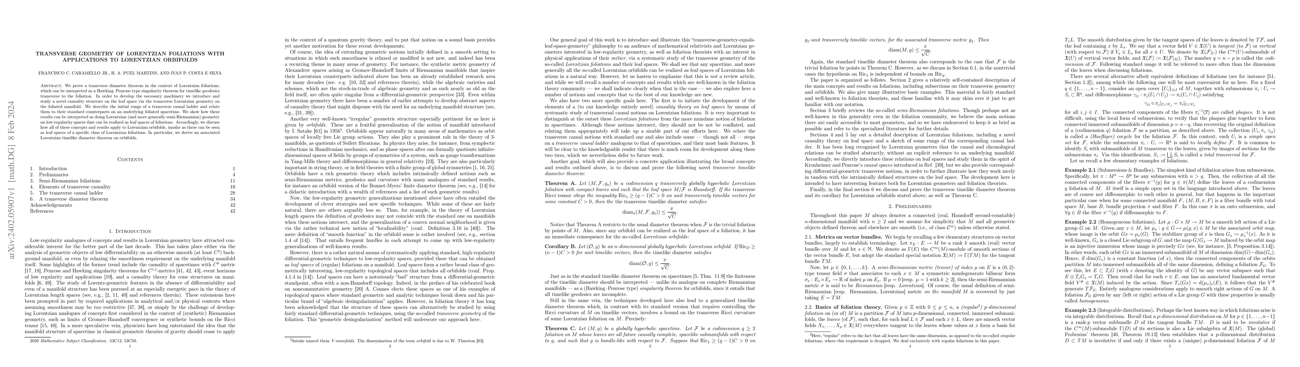 Thumbnail for Transverse Geometry of Lorentzian foliations with applications to
  Lorentzian orbifolds