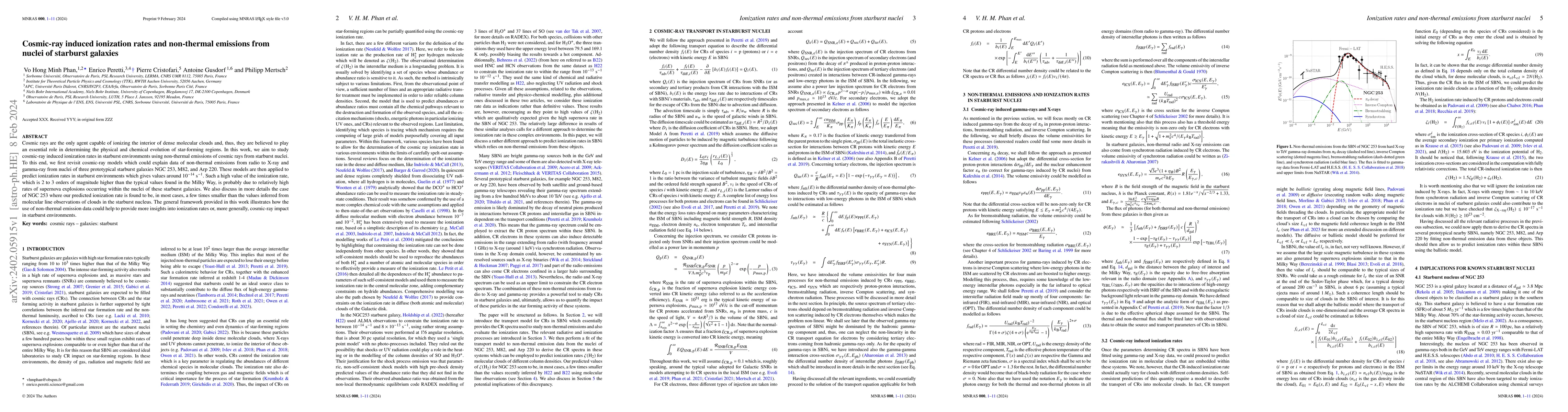 Thumbnail for Cosmic-ray induced ionization rates and non-thermal emissions from
  nuclei of starburst galaxies