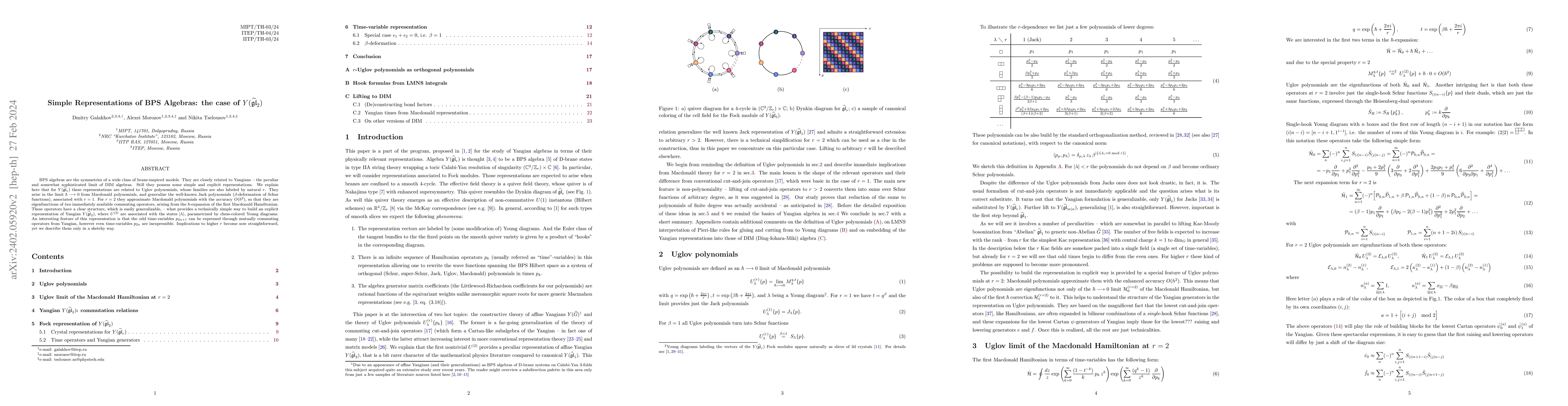 Thumbnail for Simple Representations of BPS Algebras: the case of
  $Y(\widehat{\mathfrak{gl}}_2)$