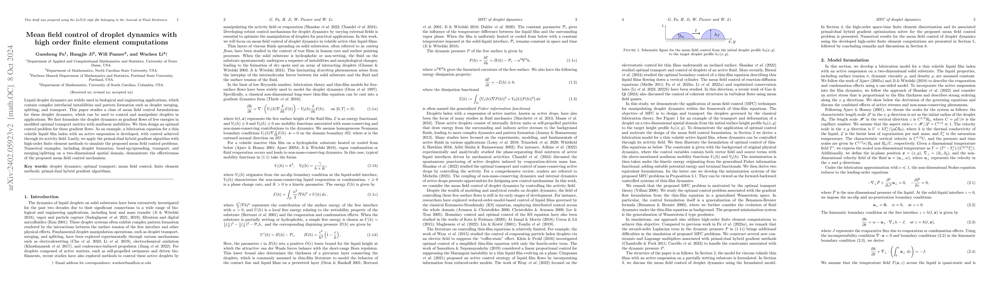 Thumbnail for Mean field control of droplet dynamics with high order finite element
  computations