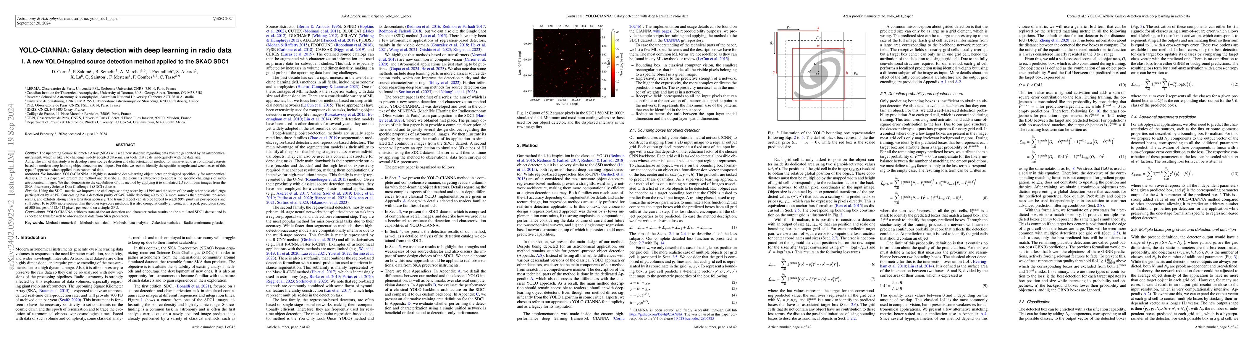 Thumbnail for YOLO-CIANNA: Galaxy detection with deep learning in radio data. I. A new
  YOLO-inspired source detection method applied to the SKAO SDC1