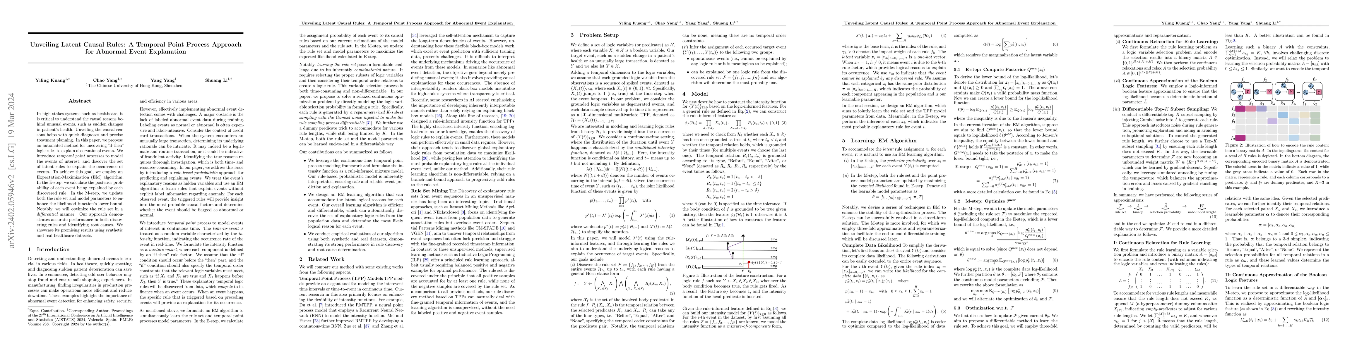 Thumbnail for Unveiling Latent Causal Rules: A Temporal Point Process Approach for
  Abnormal Event Explanation