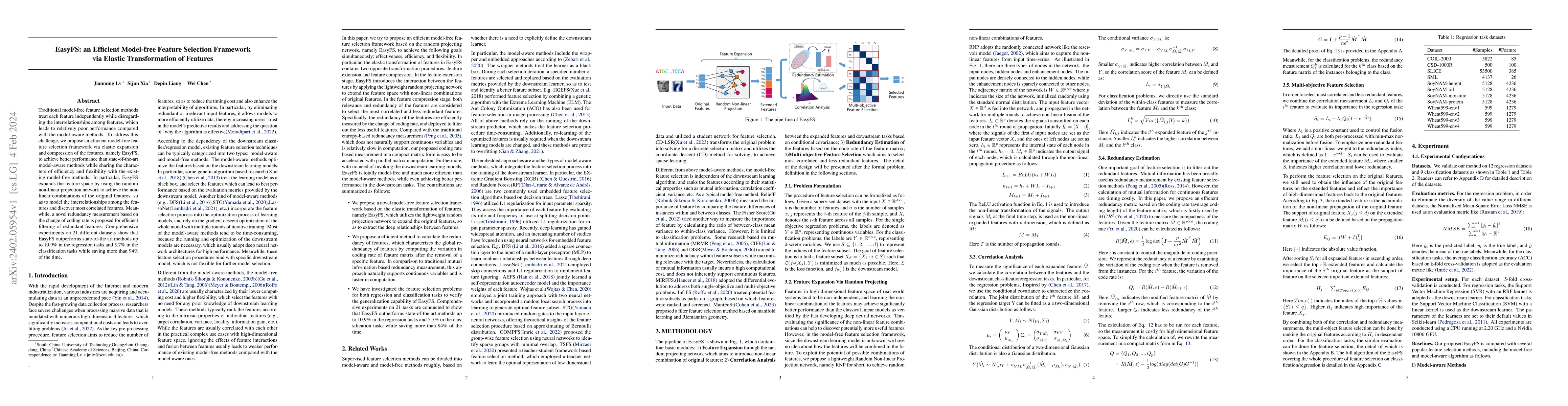 Thumbnail for EasyFS: an Efficient Model-free Feature Selection Framework via Elastic
  Transformation of Features