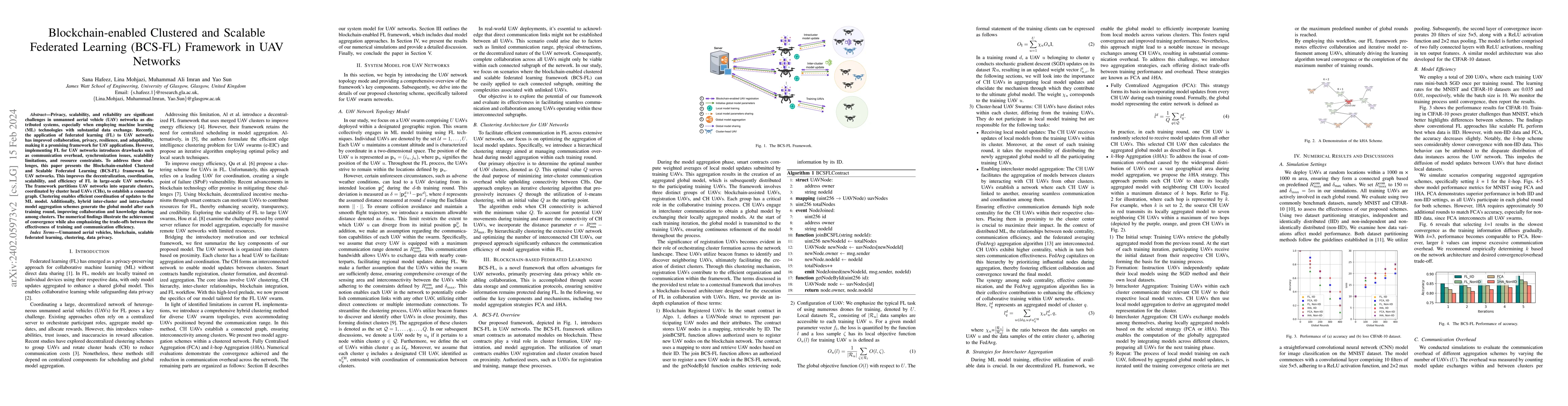 Thumbnail for Blockchain-enabled Clustered and Scalable Federated Learning (BCS-FL)
  Framework in UAV Networks