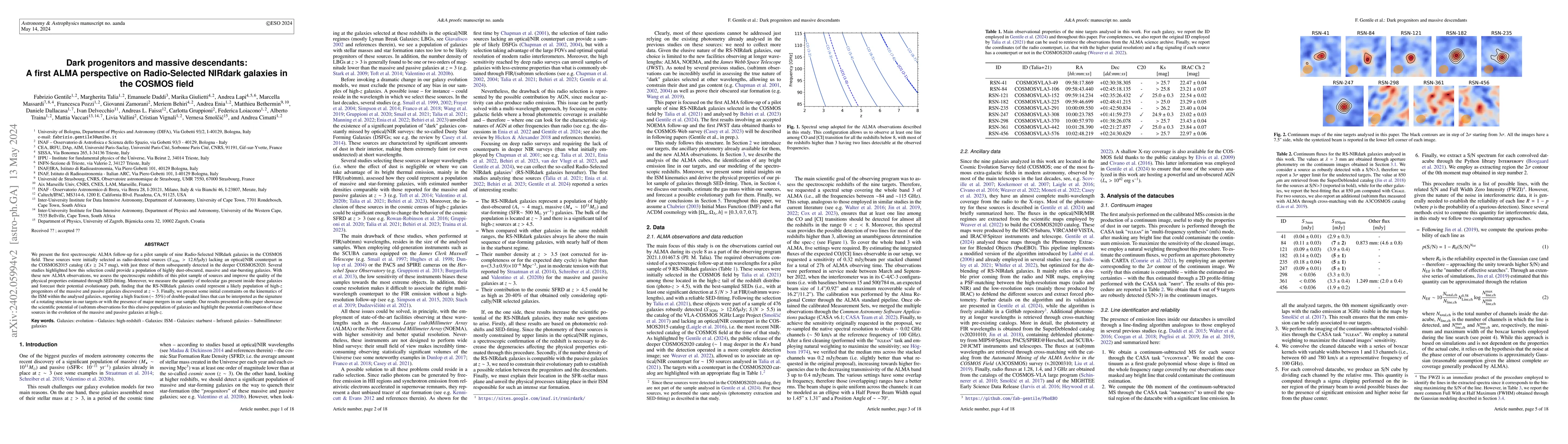 Thumbnail for Dark progenitors and massive descendants: A first ALMA perspective on
  Radio-Selected NIRdark galaxies in the COSMOS field
