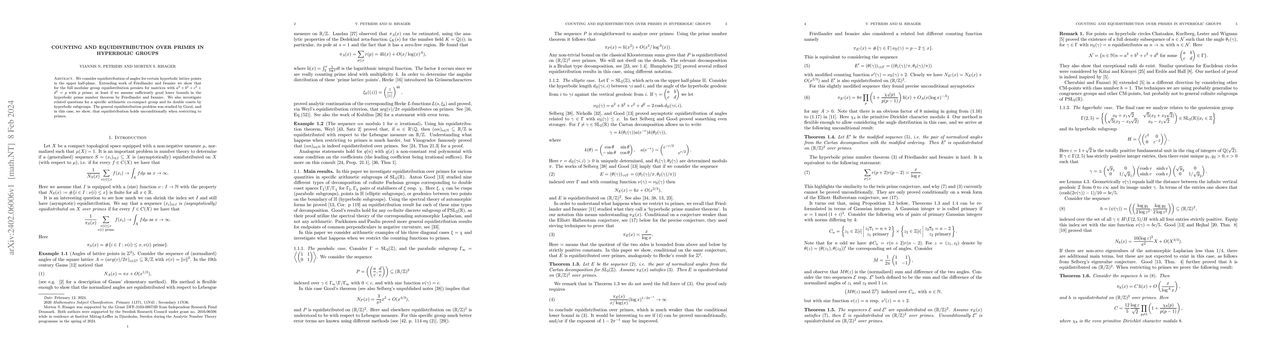Thumbnail for Counting and equidistribution over primes in hyperbolic groups