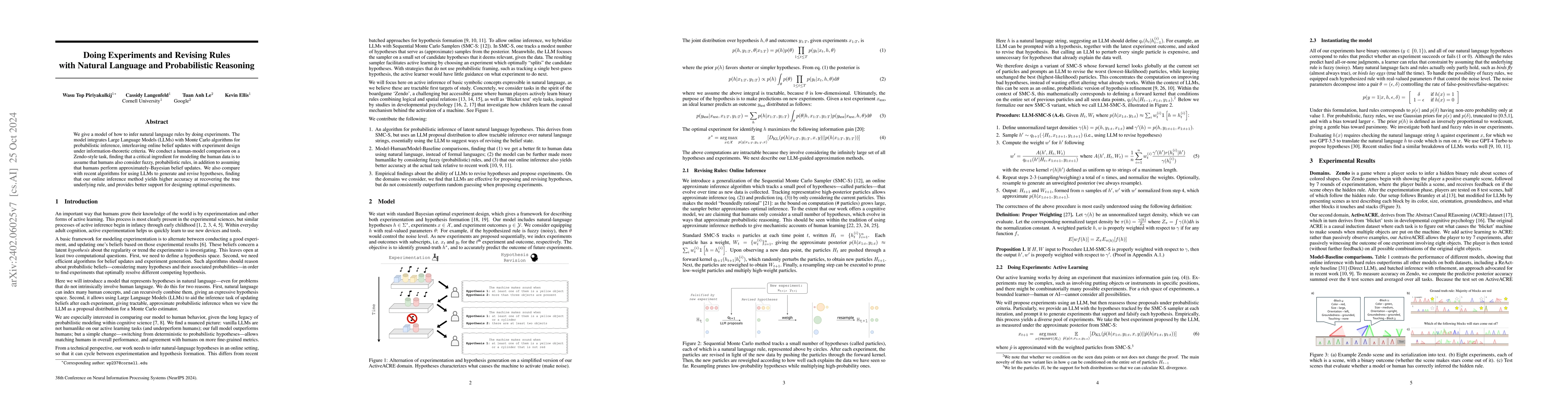 Thumbnail for Doing Experiments and Revising Rules with Natural Language and
  Probabilistic Reasoning