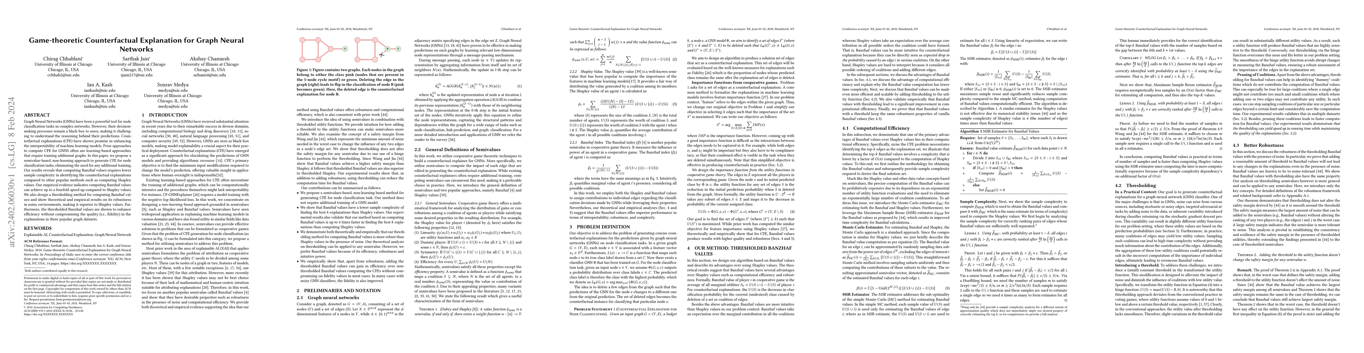Thumbnail for Game-theoretic Counterfactual Explanation for Graph Neural Networks