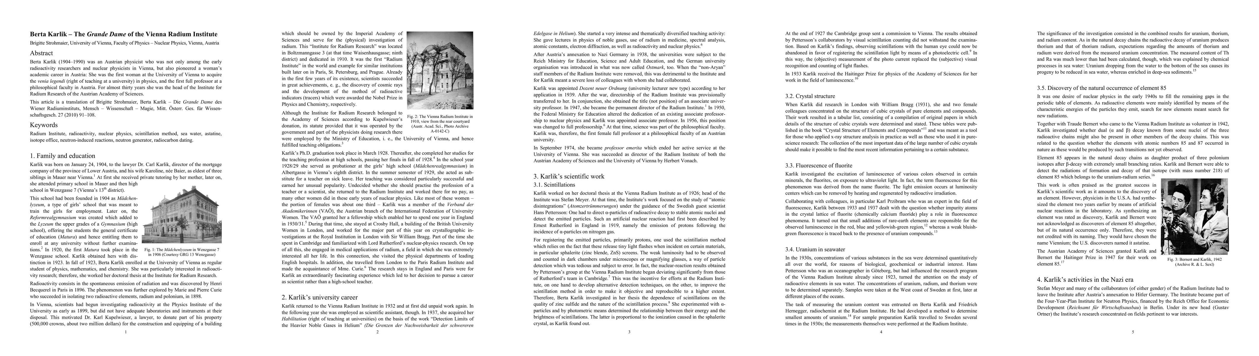 Thumbnail for Berta Karlik -- The Grande Dame of the Vienna Radium Institute