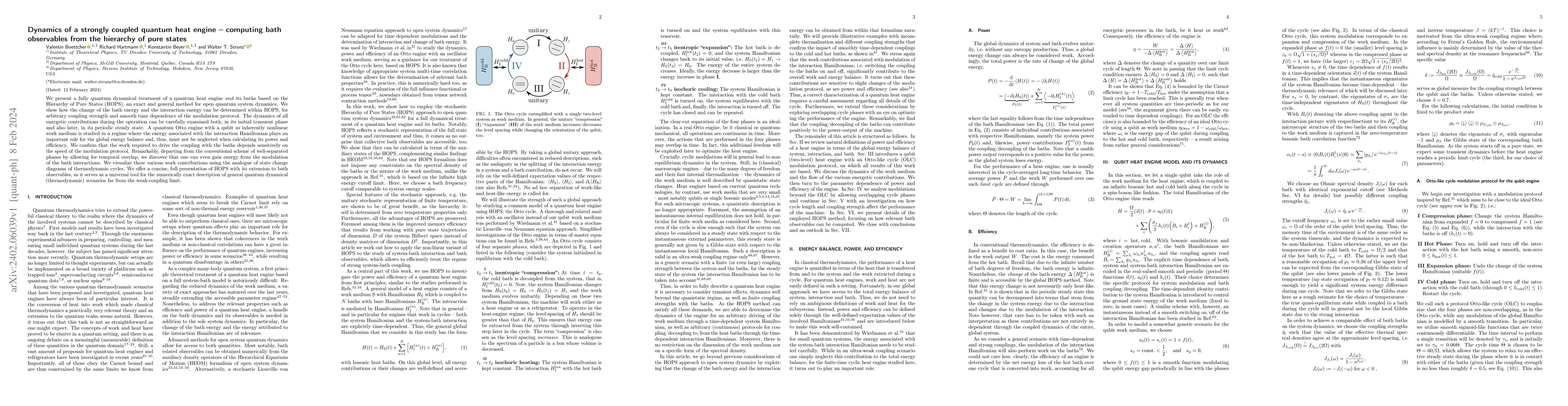Thumbnail for Dynamics of a strongly coupled quantum heat engine -- computing bath
  observables from the hierarchy of pure states