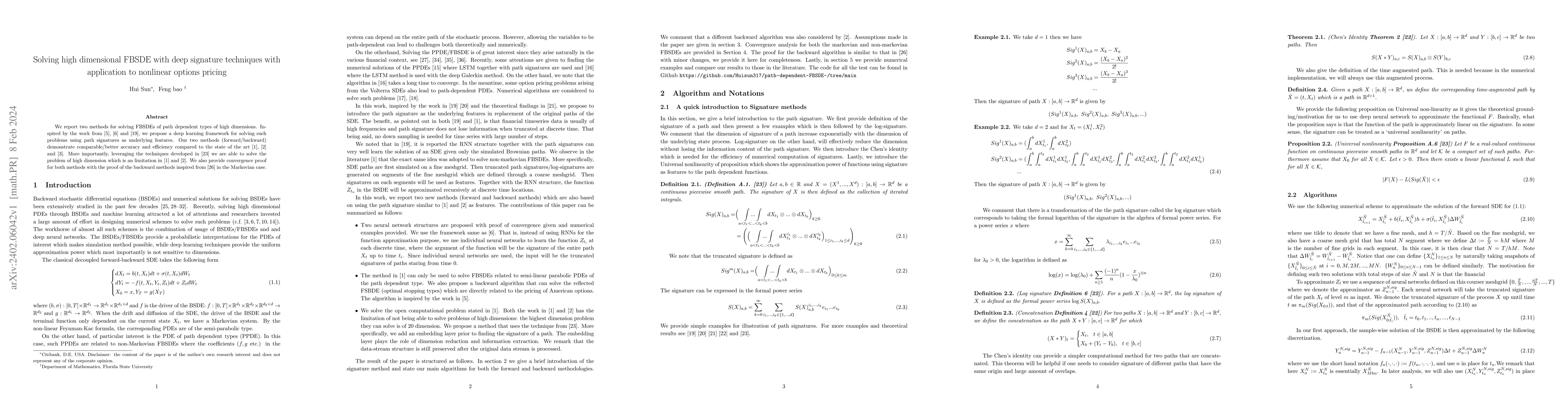 Thumbnail for Solving high dimensional FBSDE with deep signature techniques with
  application to nonlinear options pricing