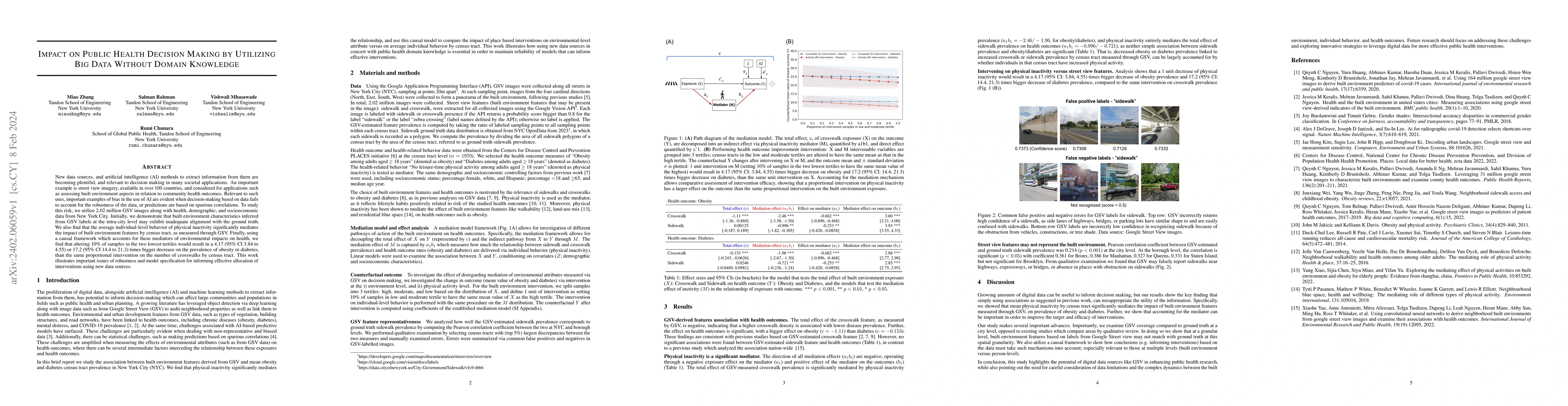 Thumbnail for Impact on Public Health Decision Making by Utilizing Big Data Without
  Domain Knowledge