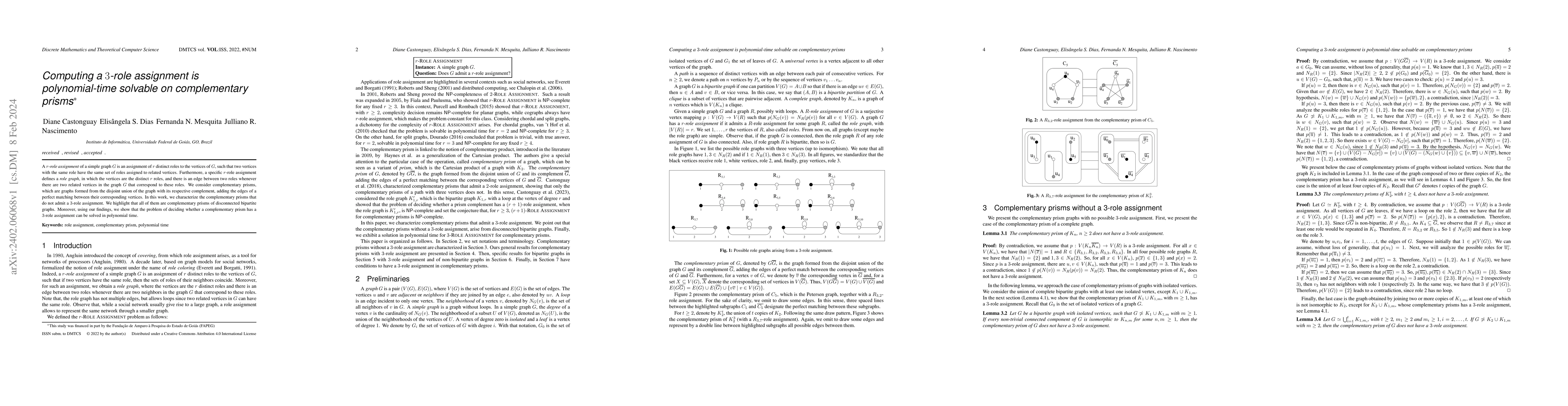 Thumbnail for Computing a 3-role assignment is polynomial-time solvable on
  complementary prisms