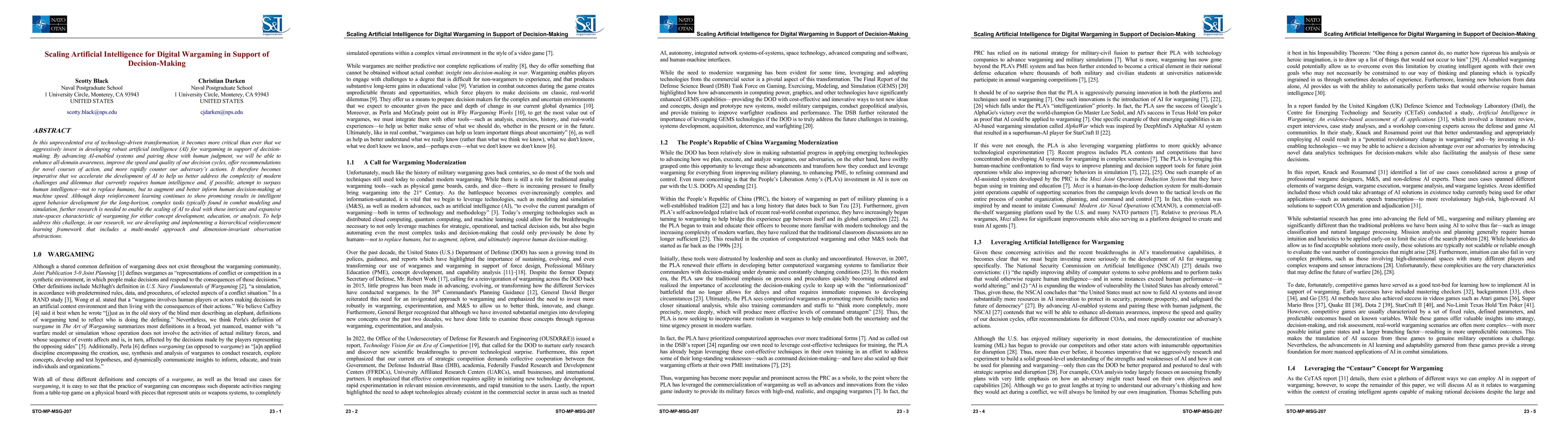 Thumbnail for Scaling Artificial Intelligence for Digital Wargaming in Support of
  Decision-Making