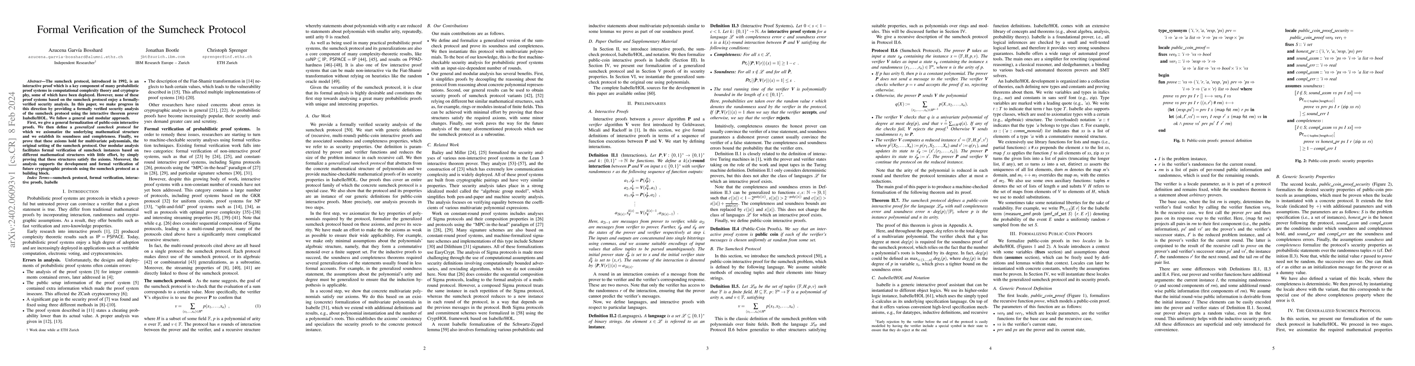 Thumbnail for Formal Verification of the Sumcheck Protocol