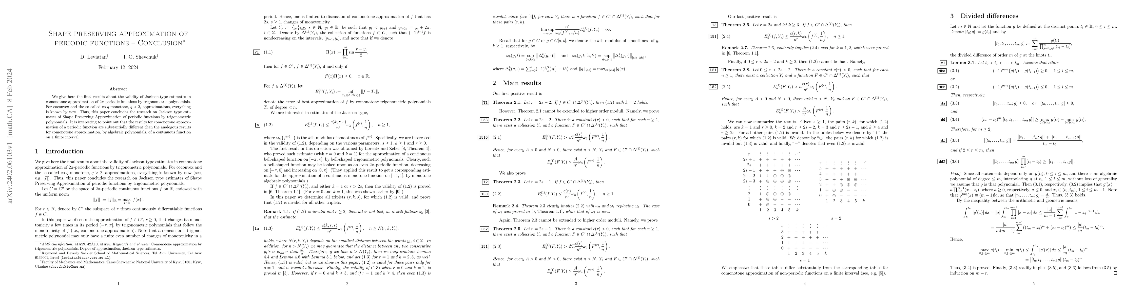 Thumbnail for Shape preserving approximation of periodic functions -- Conclusion