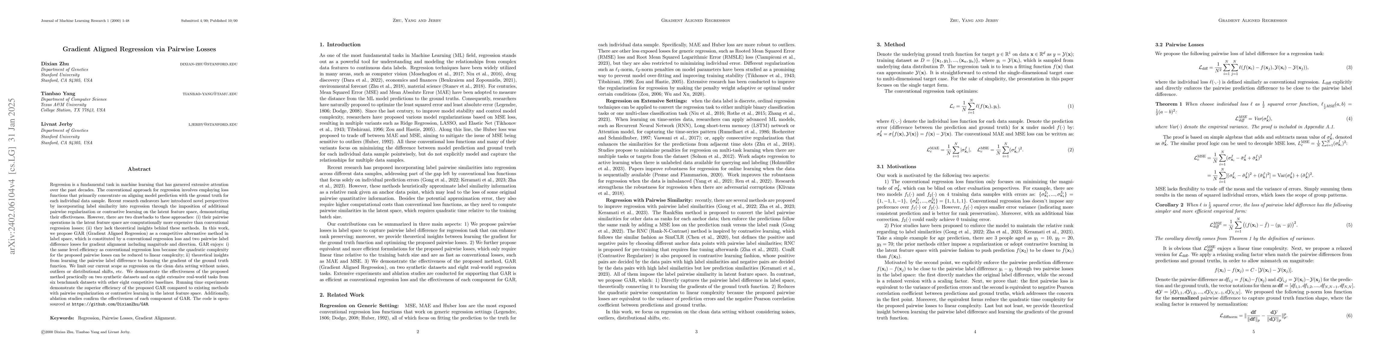 Thumbnail for Gradient Aligned Regression via Pairwise Losses