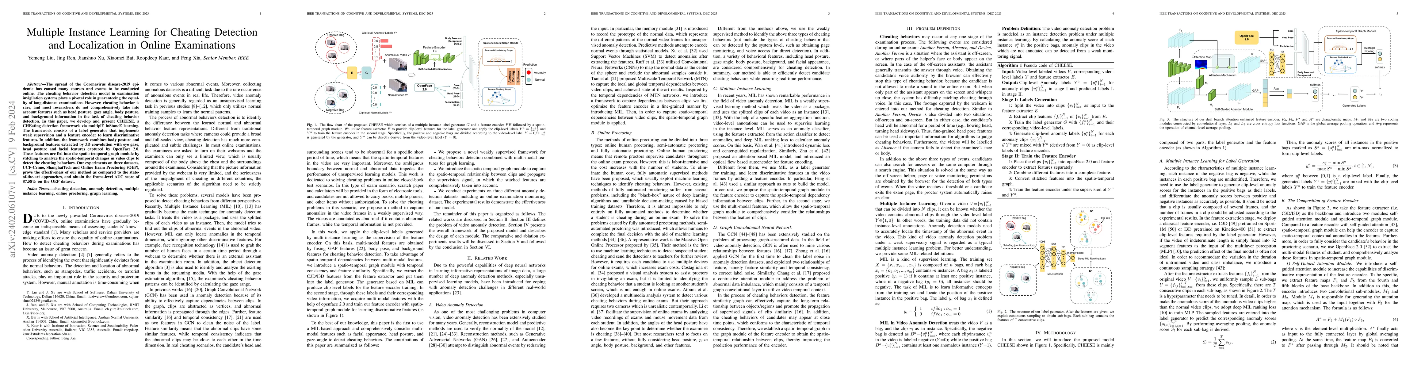 Thumbnail for Multiple Instance Learning for Cheating Detection and Localization in
  Online Examinations