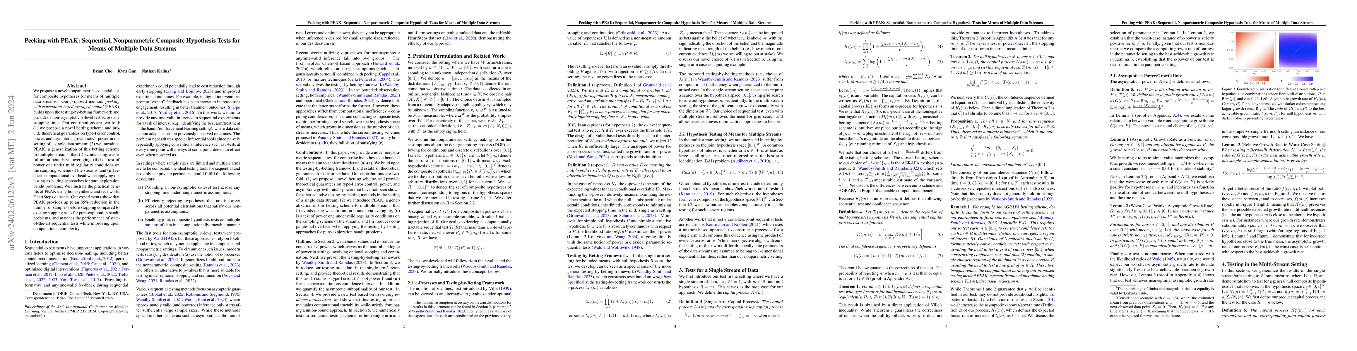 Thumbnail for Peeking with PEAK: Sequential, Nonparametric Composite Hypothesis Tests
  for Means of Multiple Data Streams