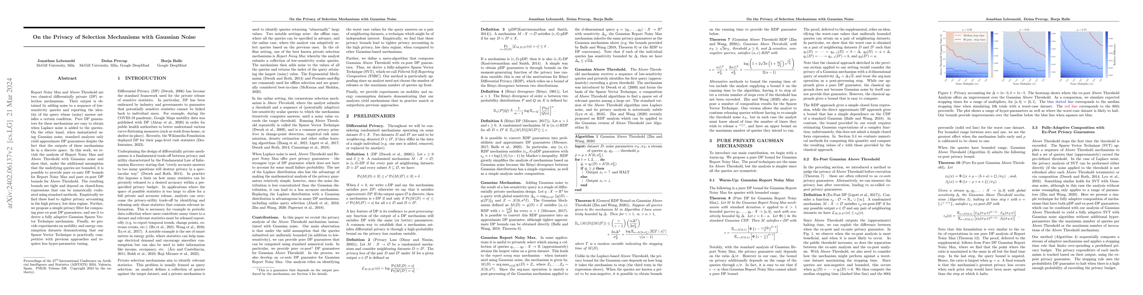 Thumbnail for On the Privacy of Selection Mechanisms with Gaussian Noise