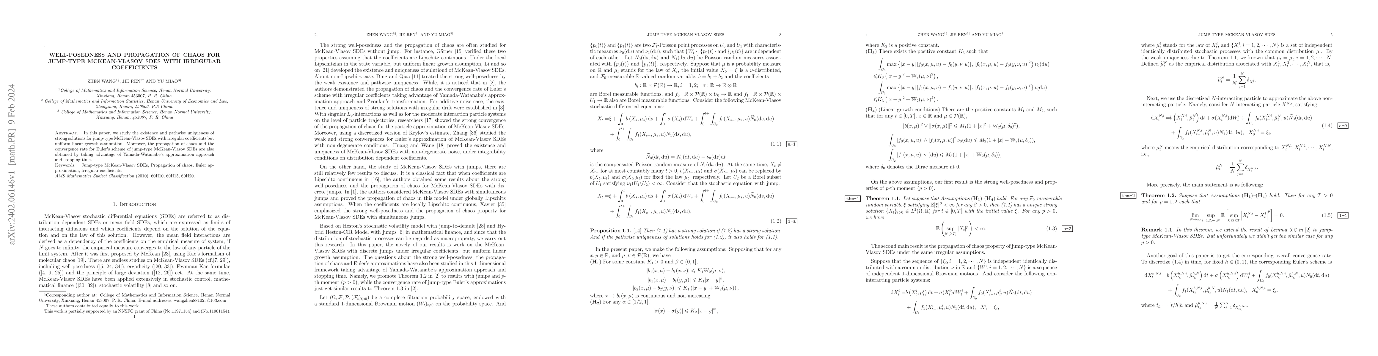 Thumbnail for Well-posedness and propagation of chaos for jump-type McKean-Vlasov SDEs
  with irregular coefficients