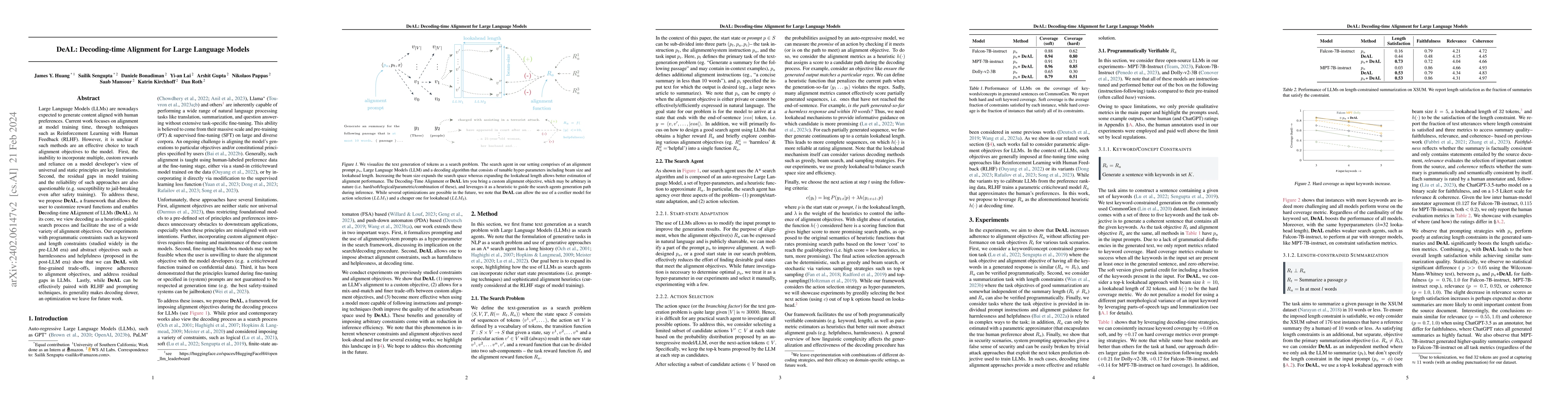 Thumbnail for DeAL: Decoding-time Alignment for Large Language Models