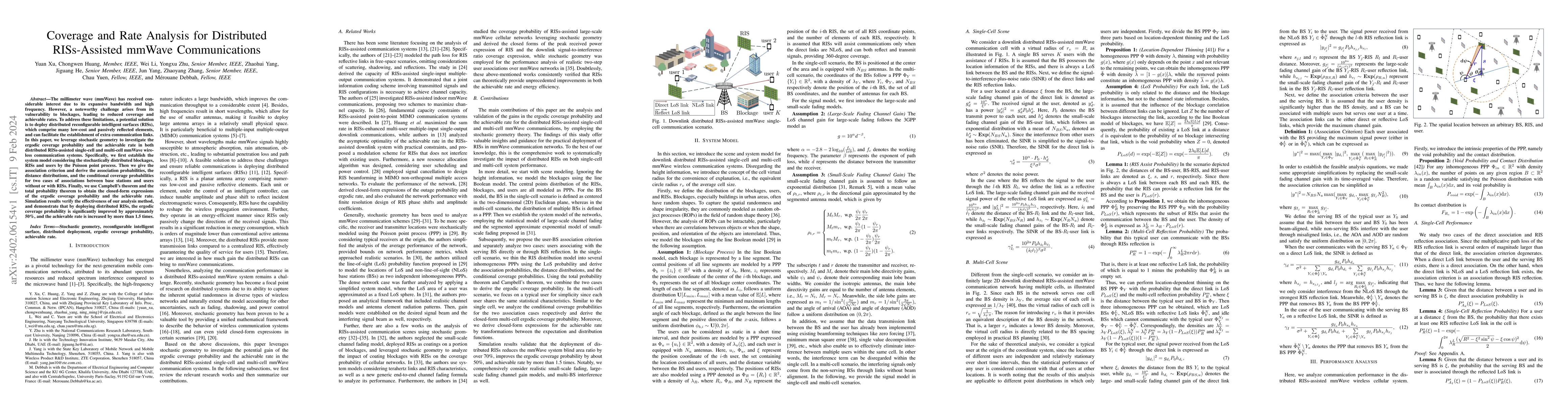 Thumbnail for Coverage and Rate Analysis for Distributed RISs-Assisted mmWave
  Communications