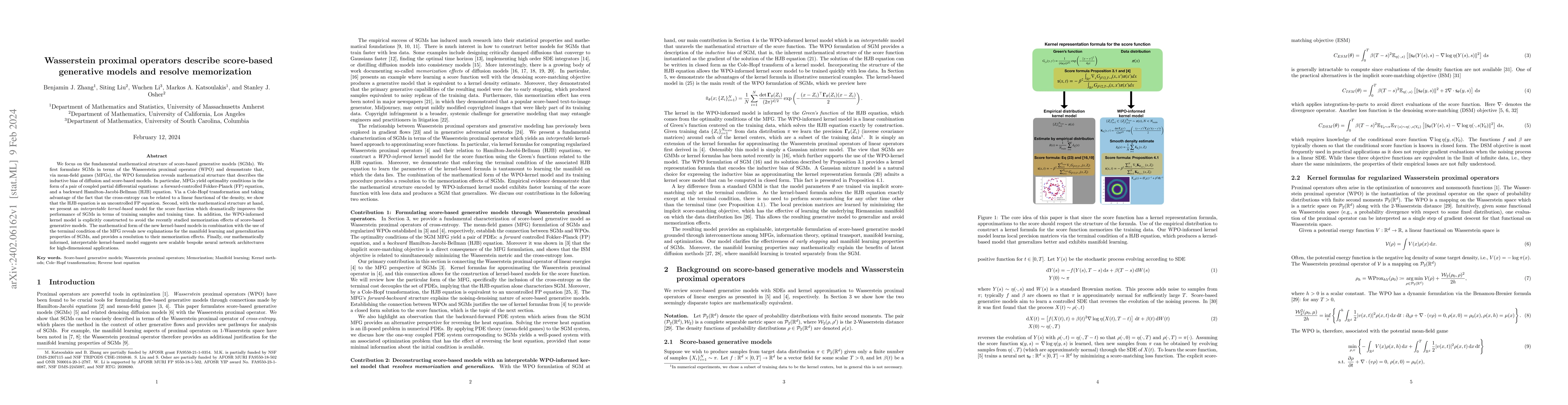 Thumbnail for Wasserstein proximal operators describe score-based generative models
  and resolve memorization