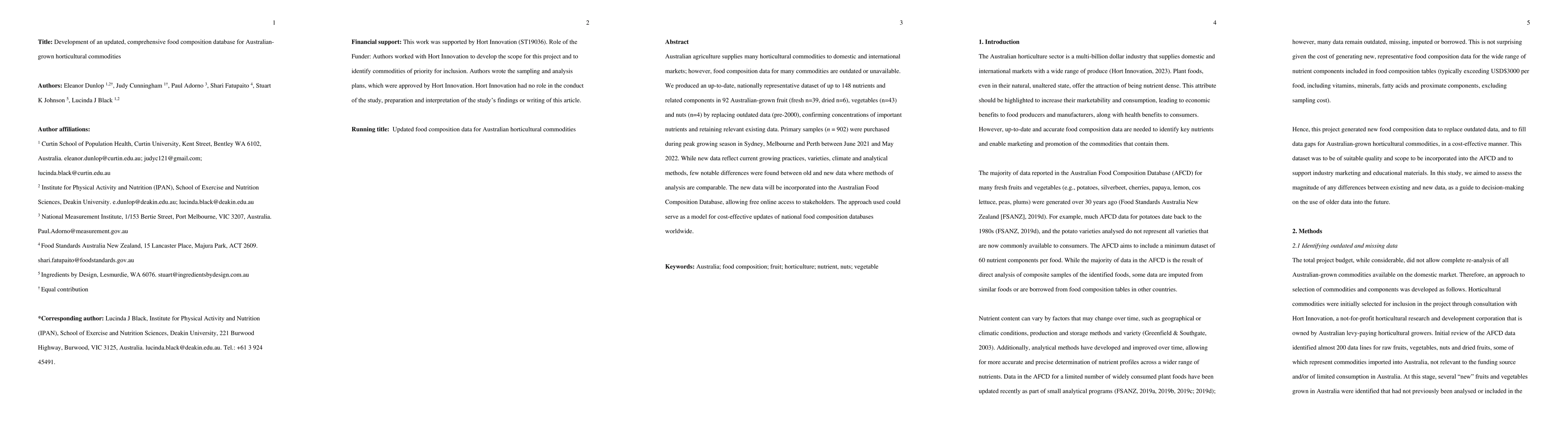 Thumbnail for Development of an updated, comprehensive food composition database for
  Australian-grown horticultural commodities