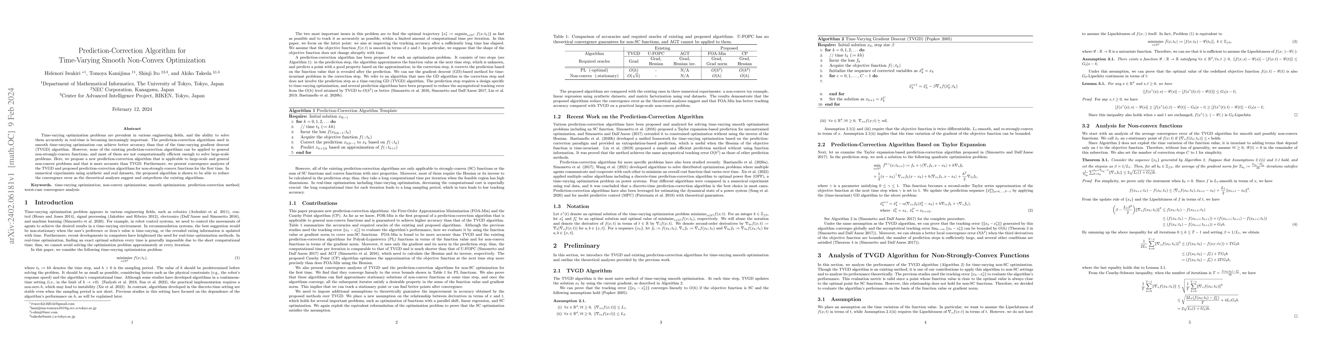 Thumbnail for Prediction-Correction Algorithm for Time-Varying Smooth Non-Convex
  Optimization