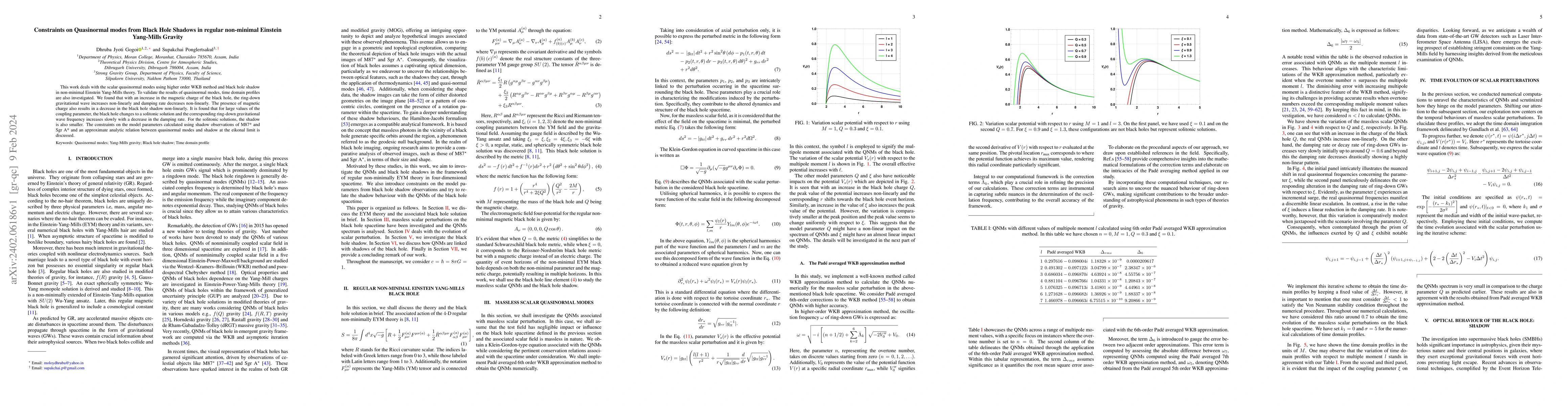 Thumbnail for Constraints on Quasinormal modes from Black Hole Shadows in regular
  non-minimal Einstein Yang-Mills Gravity