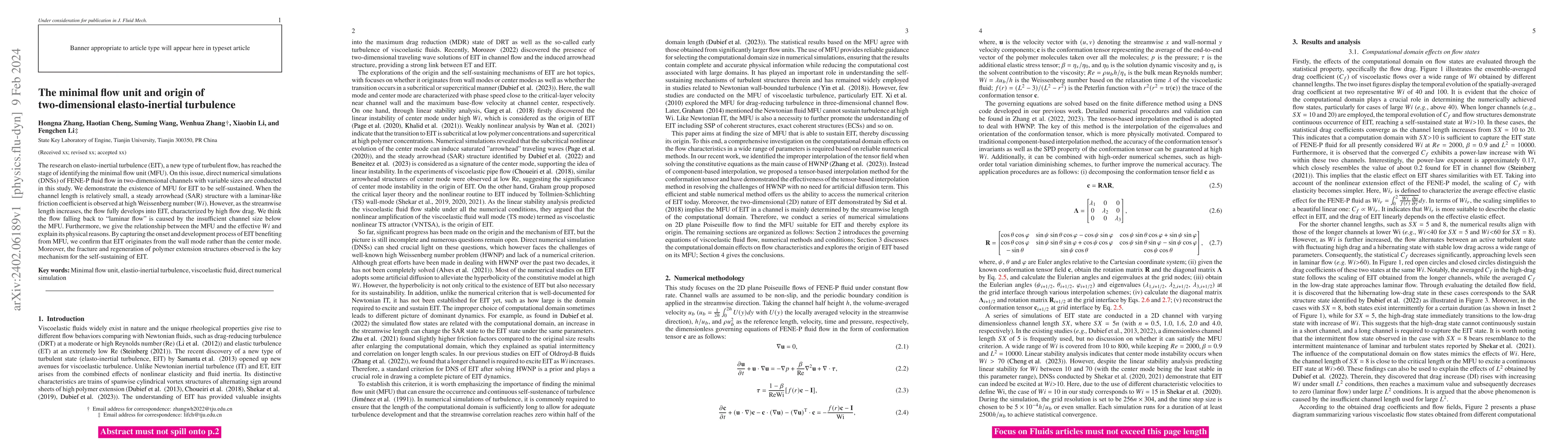 Thumbnail for The minimal flow unit and origin of two-dimensional elasto-inertial
  turbulence