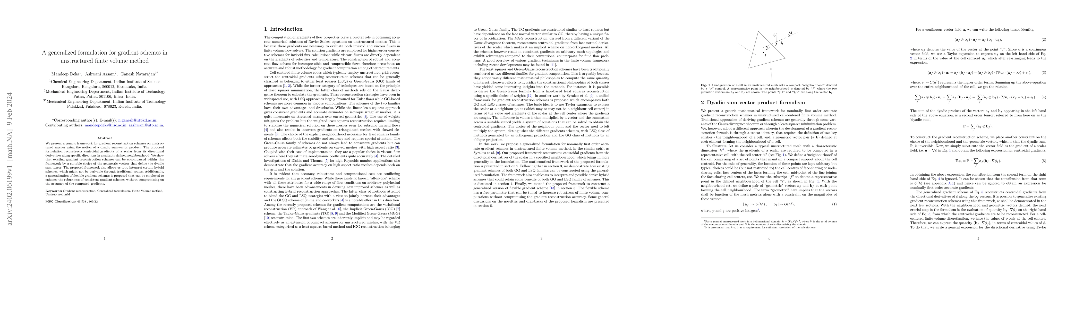 Thumbnail for A generalized formulation for gradient schemes in unstructured finite
  volume method