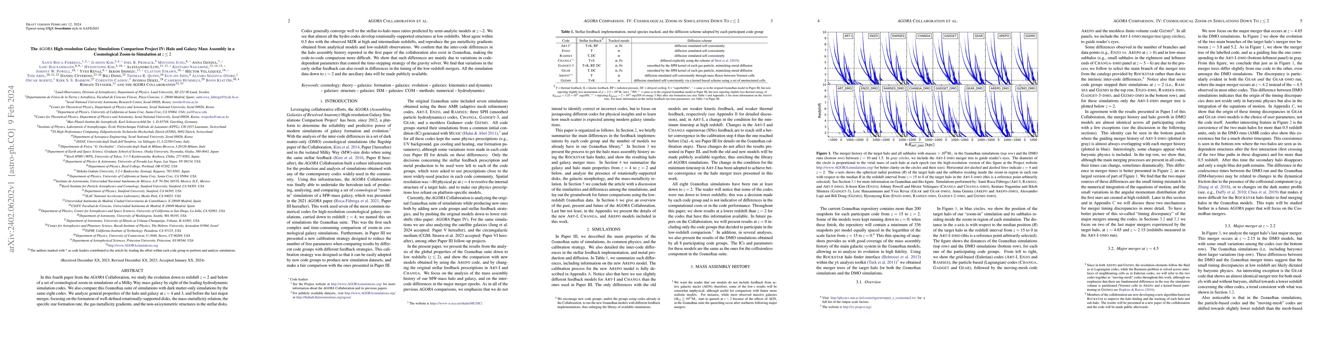 Thumbnail for The AGORA High-resolution Galaxy Simulations Comparison Project IV: Halo
  and Galaxy Mass Assembly in a Cosmological Zoom-in Simulation at $z\le2$