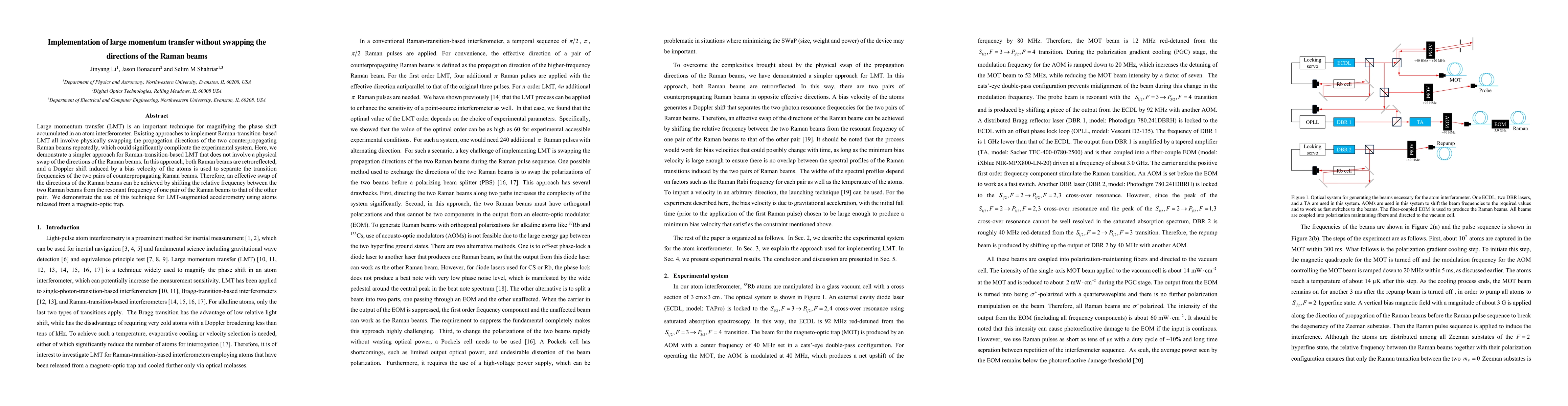 Thumbnail for Implementation of large momentum transfer without swapping the
  directions of the Raman beams