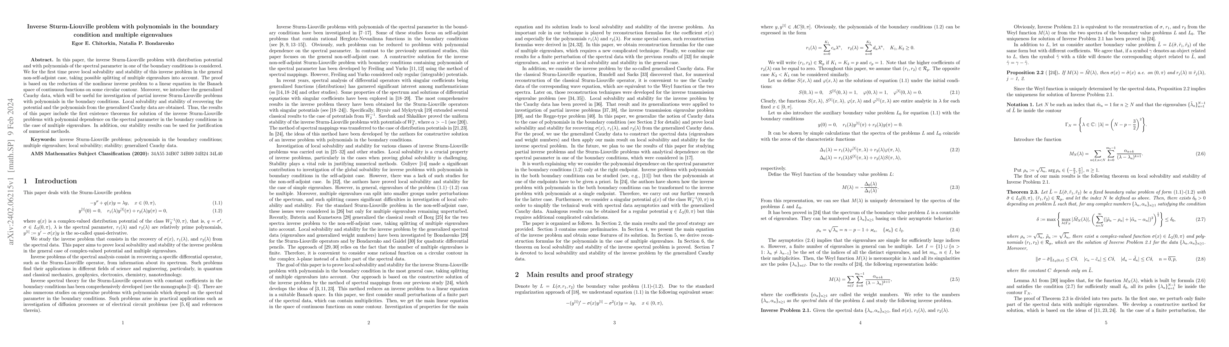 Thumbnail for Inverse Sturm-Liouville problem with polynomials in the boundary
  condition and multiple eigenvalues