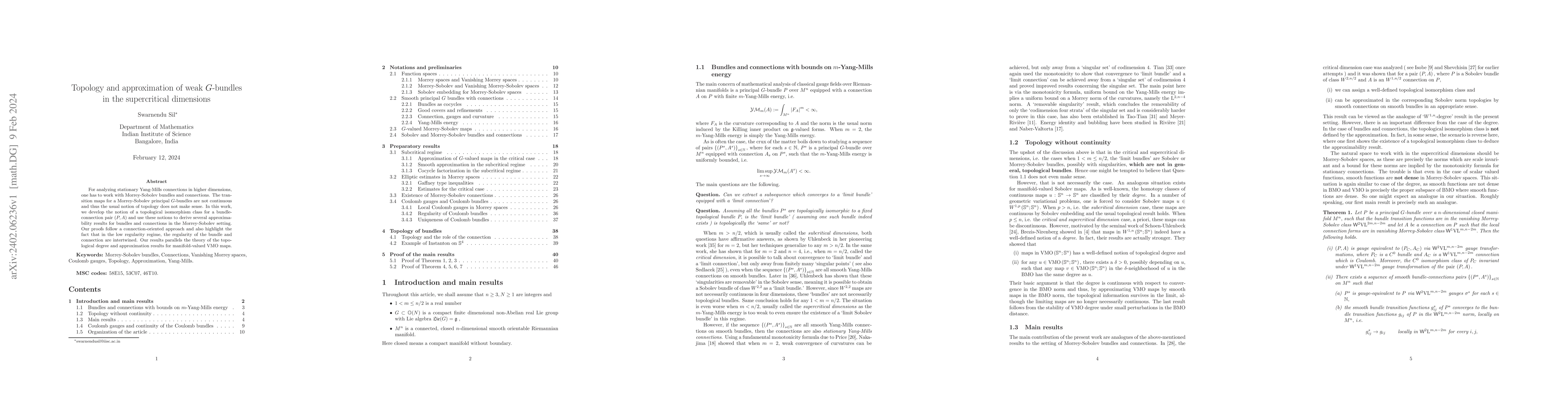 Thumbnail for Topology and approximation of weak $G$-bundles in the supercritical
  dimensions