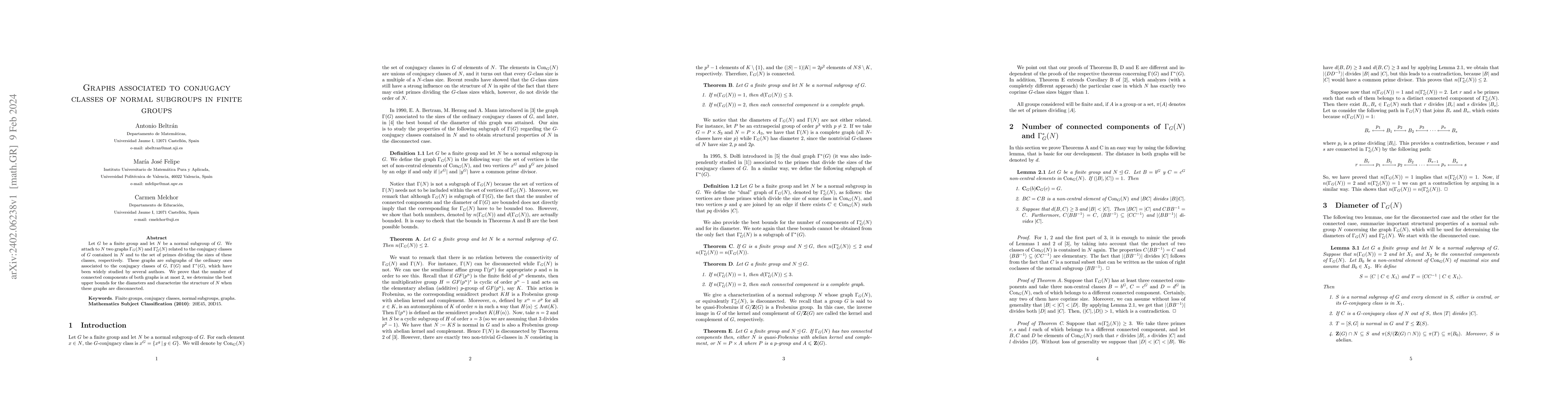 Thumbnail for Graphs associated to conjugacy classes of normal subgroups in finite
  groups