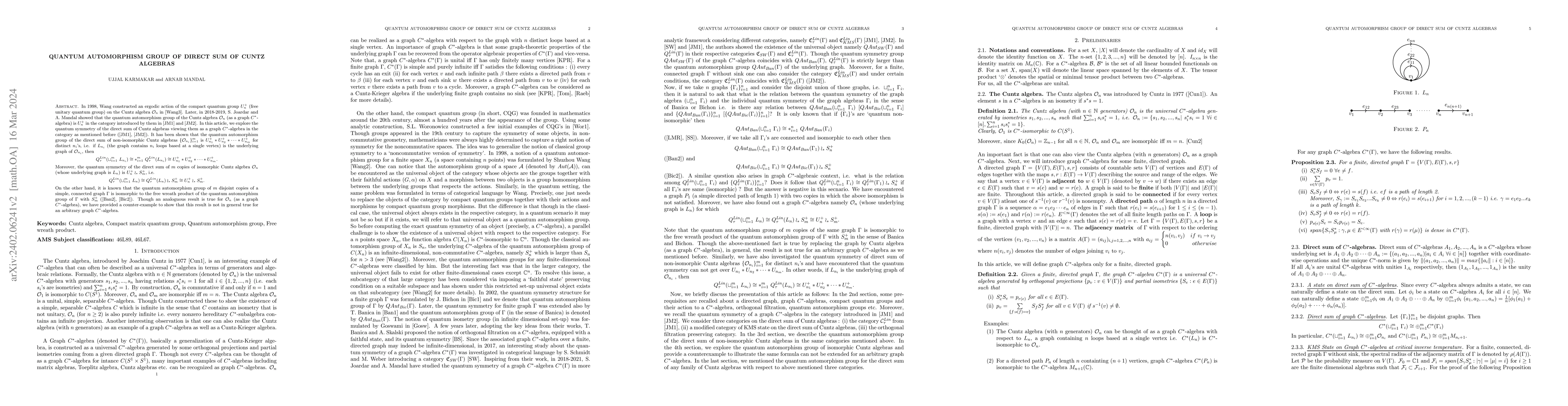 Thumbnail for Quantum Automorphism Group of Direct Sum of Cuntz Algebras