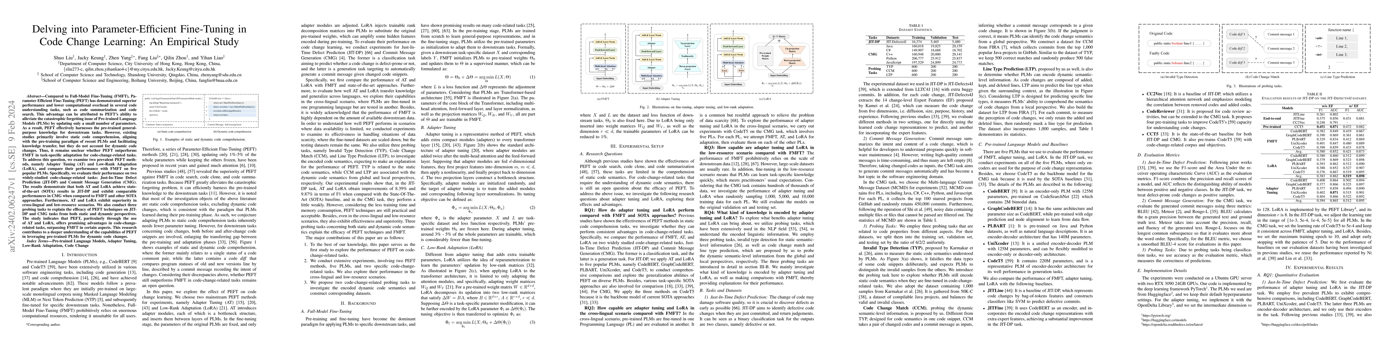 Thumbnail for Delving into Parameter-Efficient Fine-Tuning in Code Change Learning: An
  Empirical Study