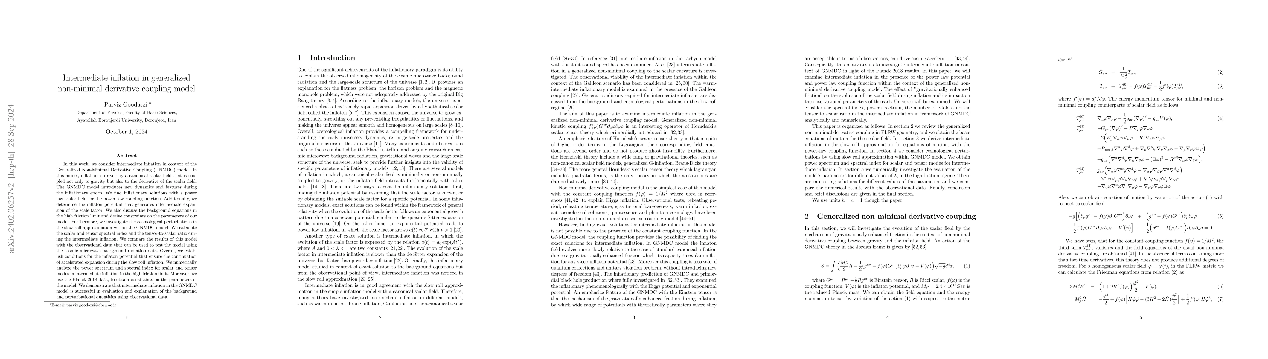 Thumbnail for Intermediate inflation in generalized non-minimal derivative coupling
  model