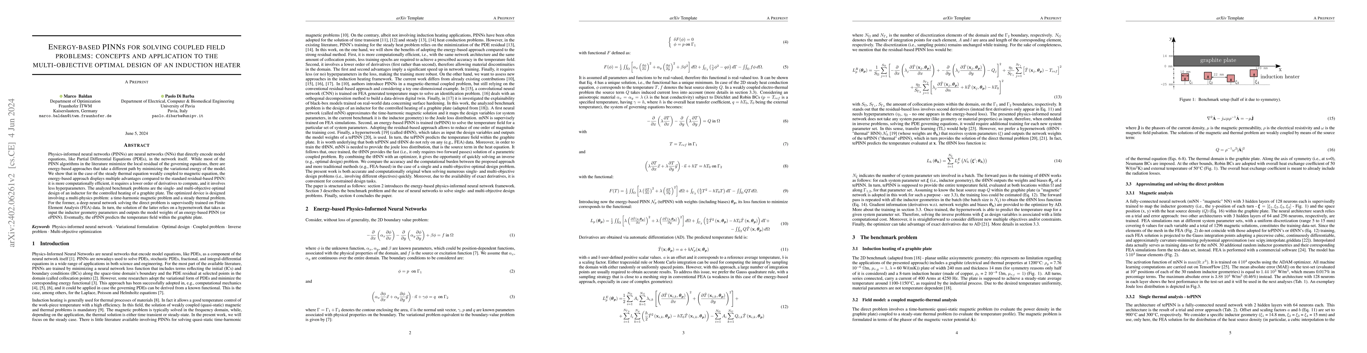 Thumbnail for Energy-based PINNs for solving coupled field problems: concepts and
  application to the multi-objective optimal design of an induction heater