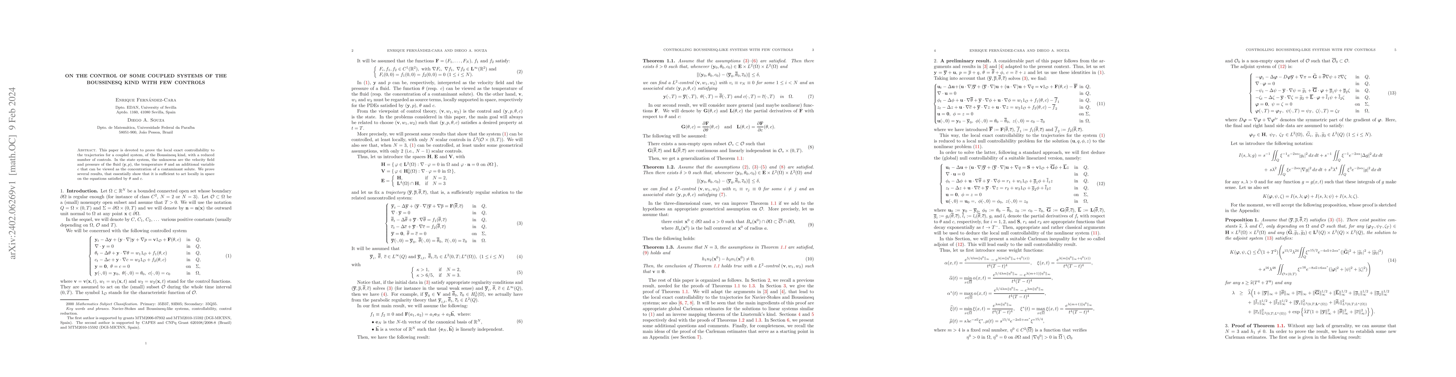 Thumbnail for On the control of some coupled systems of the Boussinesq kind with few
  controls