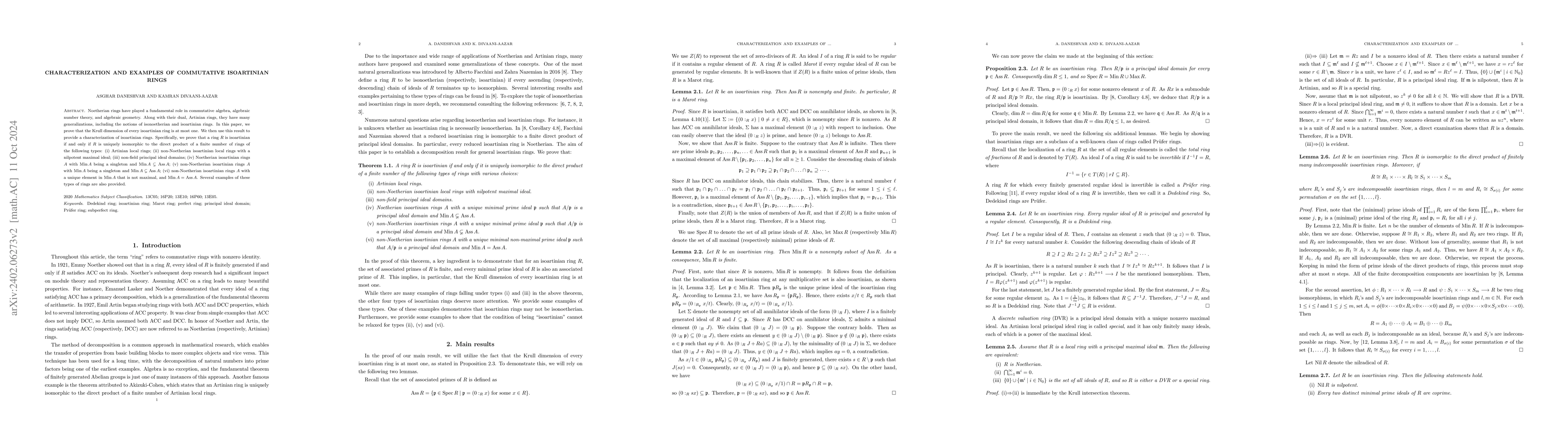 Thumbnail for Characterization and examples of commutative isoartinian rings