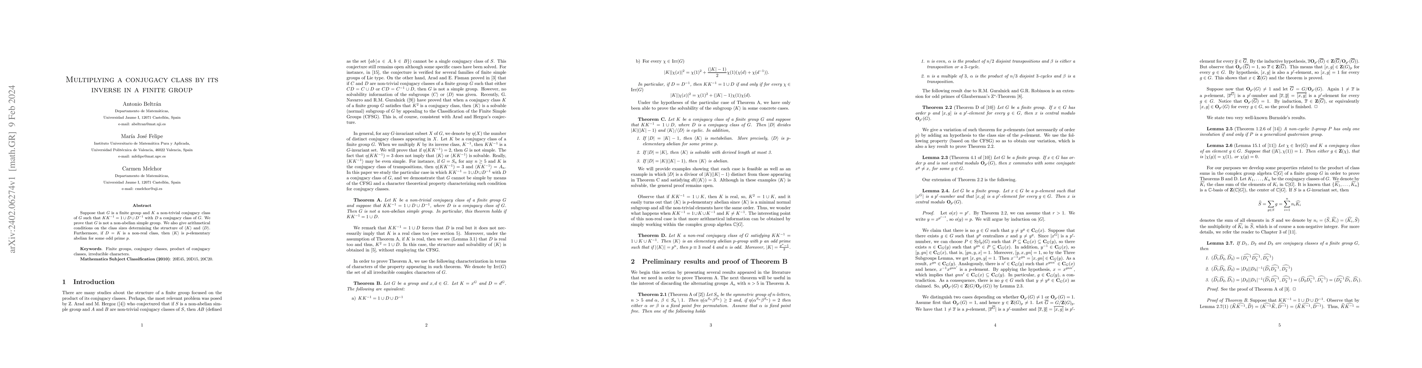 Thumbnail for Multiplying a conjugacy class by its inverse in a finite group